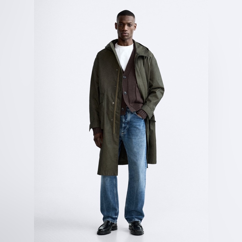 NWT Zara Men Green Parka Jacket Size S-M